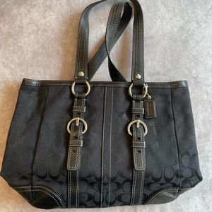 Coach Signature Black Canvas and Leather Tote